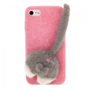 Θήκη MyMobi 4D Back Cover Fur Cat Tail για iPhone 7/8  (Σομόν)