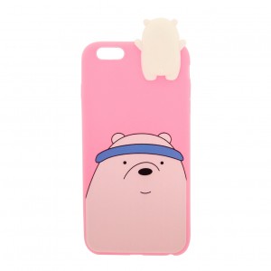Θήκη 3D Back Cover Polar Bear για iPhone 6/6S Plus  (Ροζ)
