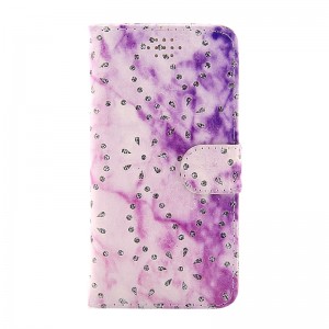 Θήκη Flip Cover Strass Purple Flower για Samsung Galaxy J5 2015 (Design)