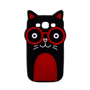 Θήκη 3D Back Cover Glass Cat για Samsung Galaxy S3  (Μαύρο)
