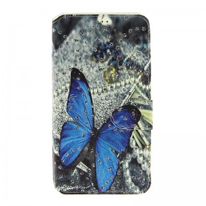 Θήκη Strass Blue Butterfly Flip Cover για Universal 3.5-3.8 (Design)