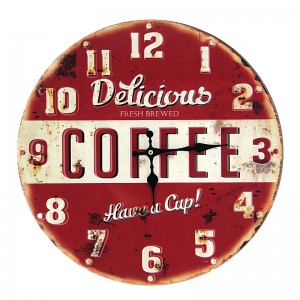 Μεταλλικό Ρολόι Τοίχου Delicious Coffee (Κόκκινο)