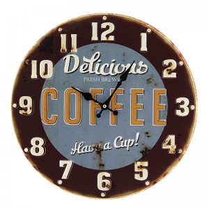 Μεταλλικό Ρολόι Τοίχου Delicious Coffee (Μπλε)