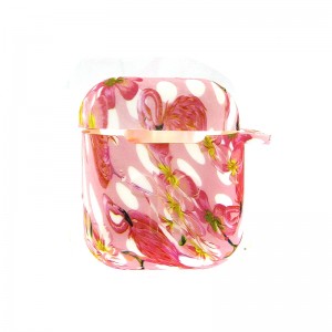 Θήκη Silicone Pink Hibiscus & Flamingo με Κλιπ για Apple AirPods (Design) 