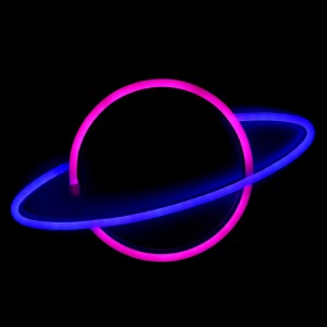 Επιτοίχιο Φωτιστικό Neon-LED σε Σχήμα Πλανήτης (Ροζ-Μπλε)
