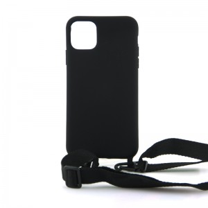 Θήκη OEM Σιλικόνης Matte Back Cover με Λουράκι για iPhone 11 Pro (Black)