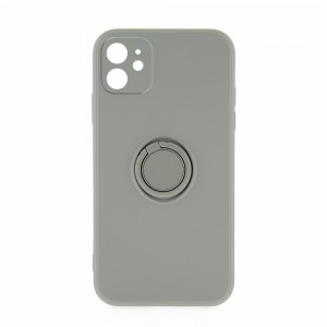 Θήκη Silicone Ring Back Cover με Προστασία Κάμερας για iPhone 11 (Γκρί)