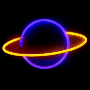 Επιτοίχιο Φωτιστικό Neon-LED σε Σχήμα Πλανήτης (Μπλε - Κίτρινο)