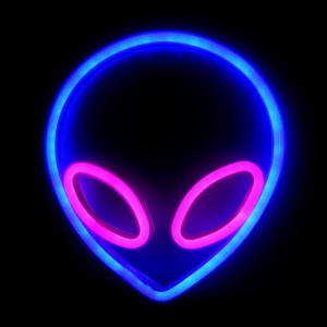 Επιτοίχιο Φωτιστικό Neon-LED σε Σχήμα Alien (Ροζ-Μπλε)