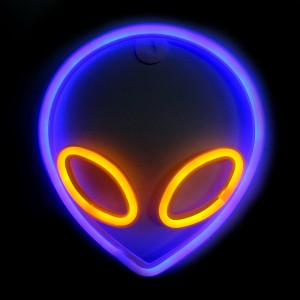 Επιτοίχιο Φωτιστικό Neon-LED σε Σχήμα Alien (Μπλε - Κίτρινο)
