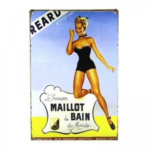 Μεταλλική Διακοσμητική Πινακίδα Τοίχου Maillot Bain 20X30
