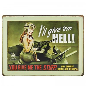 Μεταλλική Διακοσμητική Πινακίδα Τοίχου Army Girl 30X40