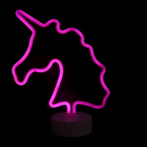 Επιτραπέζιο Φωτιστικό Neon-LED σε Σχήμα Μονόκερος (Ροζ)