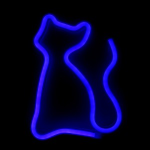 Επιτοίχιο Φωτιστικό Neon-LED σε Σχήμα Γάτα (Μπλε)
