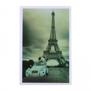 Μεταλλική Διακοσμητική Πινακίδα Τοίχου Kiss Under the Eiffel Tower 20X30 (Design)