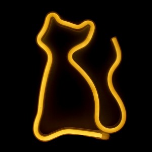 Επιτοίχιο Φωτιστικό Neon-LED σε Σχήμα Γάτα (Κίτρινο)