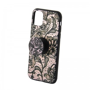 Θήκη με Popsocket Black Lace Flower Back Cover για Huawei P30 Lite (Design)