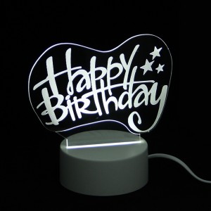 Επιτραπέζιο 3D Φωτιστικό LED σε Σχήμα Happy Birthday (Άσπρο)