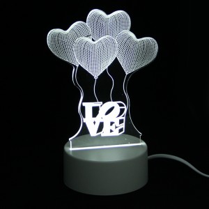 Επιτραπέζιο 3D Φωτιστικό LED σε Σχήμα Three Hearts Love (Άσπρο) 