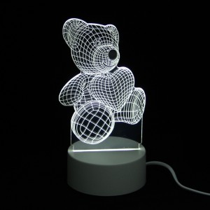 Επιτραπέζιο 3D Φωτιστικό LED σε Σχήμα Teddy Bear with Heart (Άσπρο) 