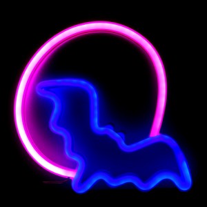 Επιτοίχιο Φωτιστικό Neon-LED σε Σχήμα Νυχτερίδα (Μπλε-Ροζ)
