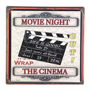 Μεταλλική Διακοσμητική Πινακίδα Τοίχου Movie Night - The Cinema 30X30 (Design)