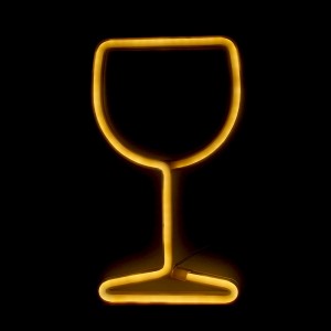 Επιτοίχιο Φωτιστικό Neon-LED σε Σχήμα Ποτήρι Κρασιού (Κίτρινο)