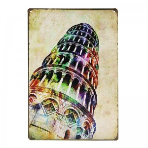 Μεταλλική Διακοσμητική Πινακίδα Τοίχου Tower of Pisa 20x30 (Design)