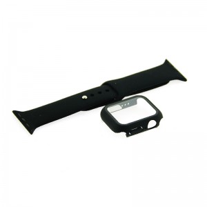 Θήκη Προστασίας με Tempered Glass & Λουράκι Σιλικόνης για Apple Watch 38mm  (Μαύρο)