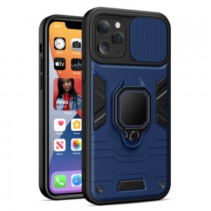 Θήκη Lens Ring Armor Kickstand Back Cover για iPhone 14 Pro Max (Μπλε - Μαύρο)