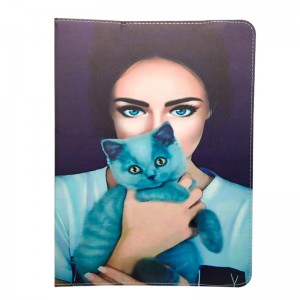 Θήκη Tablet Lady with Cat Flip Cover για Universal 9-10'' (Design) 