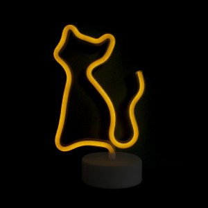 Επιτραπέζιο Φωτιστικό Neon-LED σε Σχήμα Γάτα (Κίτρινο)