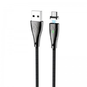 Καλώδιο σύνδεσης Hoco U75 Magnetic USB σε Micro USB 3.0A 1.2m με Μαγνητικό Αποσπώμενο Βύσμα και LED Ένδειξη (Μαύρο)