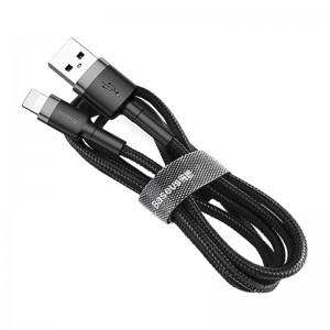 Καλώδιο Baseus CALKLF-CG1 Cafule Cable USB σε Lightning 1.5A 2m (Μαύρο-Γκρι)