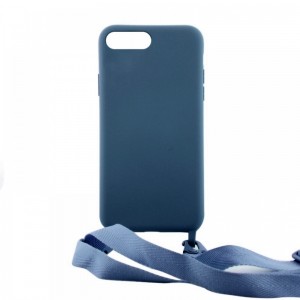 Θήκη OEM Σιλικόνης Matte Back Cover με Λουράκι για iPhone 7/8/SE (2020) (Blue)