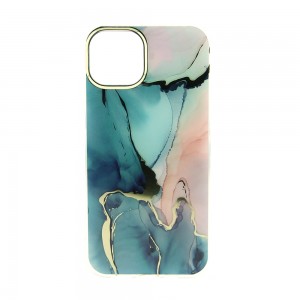 Θήκη Abstract Gold Marble Back Cover για iPhone 14 Plus (Dark Blue)