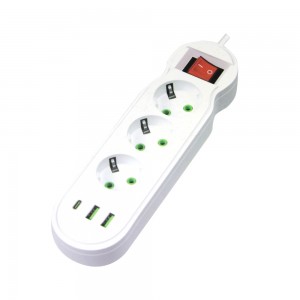 Πολύπριζο QL-1052U 3 Θέσεων με 2 USB-A & 1 USB-C 5M