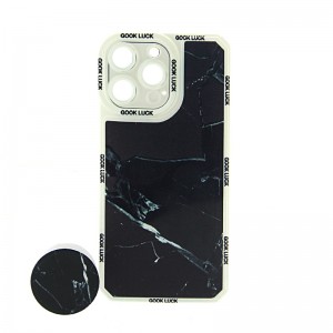 Θήκη Four Sided Airbag Black Marble Back Cover με Προστασία Κάμερας και Popsocket για Realme C21Y (Design)
