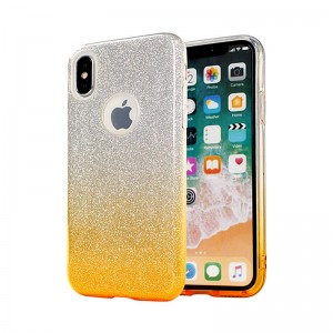 Θήκη MyMobi Back Cover Σιλικόνη Shining Case Badge Hole για iPhone 5/5S  (Ασημί-Χρυσό)