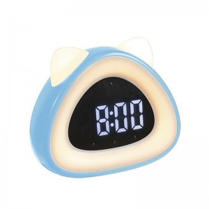 Ρολόι Ξυπνητήρι LED σε Σχήμα Γάτας (Γαλαζιο)
