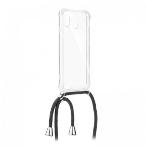 Θήκη OEM Σιλικόνης Cord Back Cover με Λουράκι για Samsung Galaxy A30 (Μαύρο)
