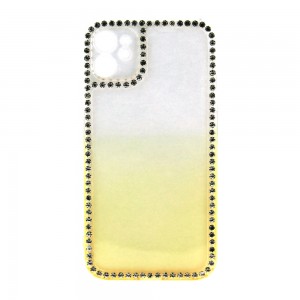 Θήκη Σιλικόνης Diamond Back Cover με Προστασία Κάμερας για iPhone 13 Pro Max (Διαφανές Ανοιχτό Πορτοκαλί)