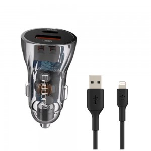 Φορτιστής Αυτοκινήτου Earldom ES-CC17 Type-C 30W, USB 18W με Kαλώδιο USB σε Lightning
