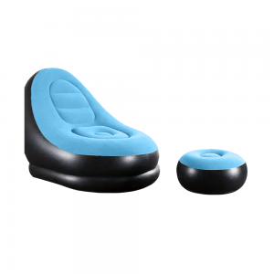 Πολυθρόνα Φουσκωτή με Υποπόδιο (Γαλάζιο-Μαύρο)