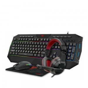 4in1 Combo Σετ Gaming Πληκτρολόγιο με RGB Φωτισμό & Ποντίκι, Ακουστικά και Mousepad Havit KB501CM 