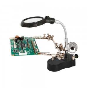 Βάση για Κολλητήρι με Κροκοδειλάκια και Μεγεθυντικό Φακό με LED 