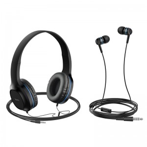 Σετ ακουστικών Hoco W24 (Headphones και Earphones) (Μαύρο-Μπλε)