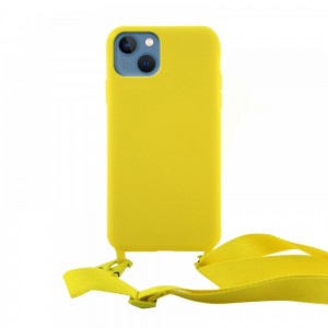 Θήκη OEM Σιλικόνης Matte Back Cover με Λουράκι για iPhone 13 Pro Max (Canary Yellow)