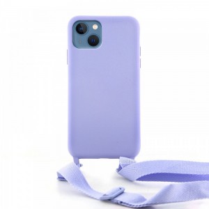 Θήκη OEM Σιλικόνης Matte Back Cover με Λουράκι για iPhone 13 Pro Max (Lilac Purple