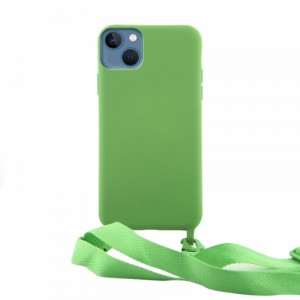 Θήκη OEM Σιλικόνης Matte Back Cover με Λουράκι για iPhone 13 Pro Max (Pale Green)